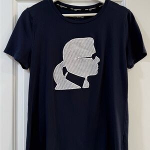 Karl Lagerfeld Navy Tee with White Silhouette